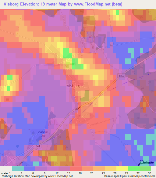 Visborg,Denmark Elevation Map