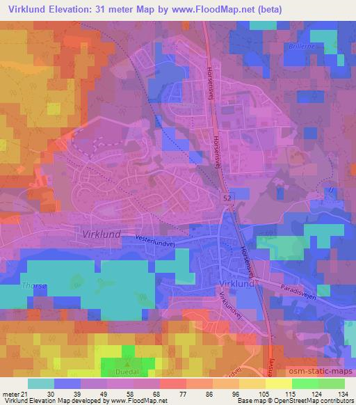 Virklund,Denmark Elevation Map