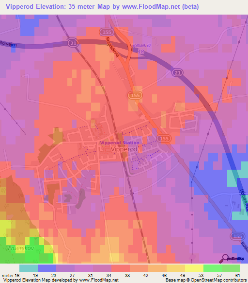 Vipperod,Denmark Elevation Map