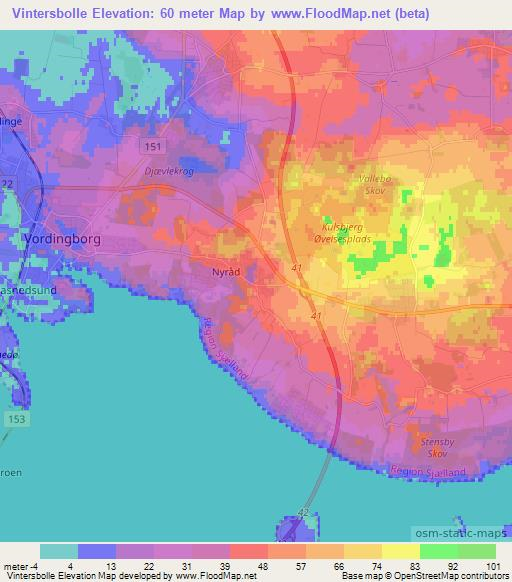 Vintersbolle,Denmark Elevation Map