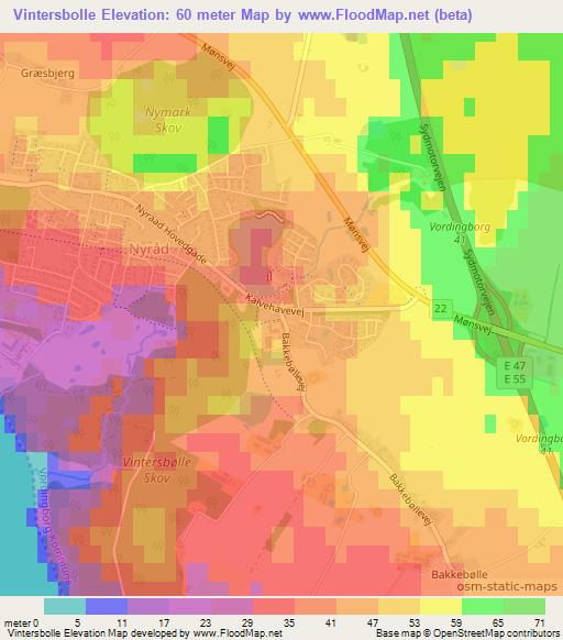 Vintersbolle,Denmark Elevation Map