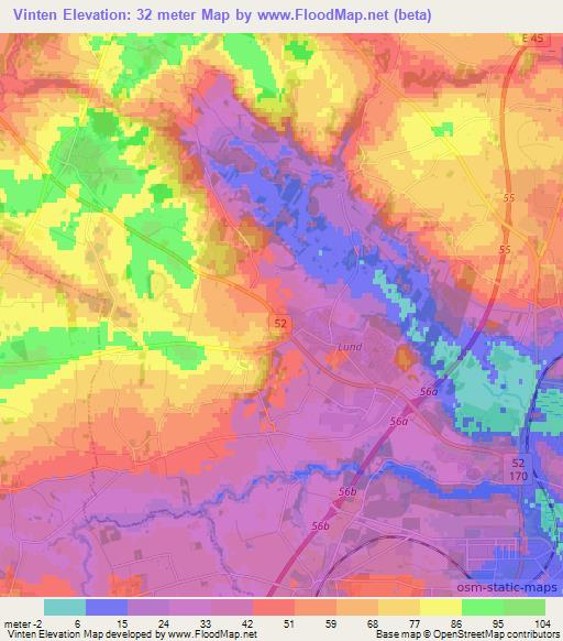 Vinten,Denmark Elevation Map