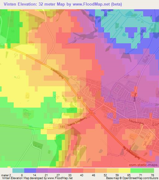 Vinten,Denmark Elevation Map