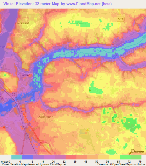 Vinkel,Denmark Elevation Map