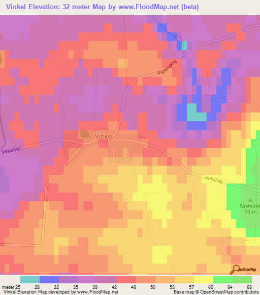 Vinkel,Denmark Elevation Map