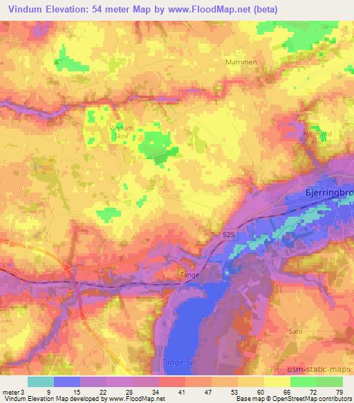 Vindum,Denmark Elevation Map