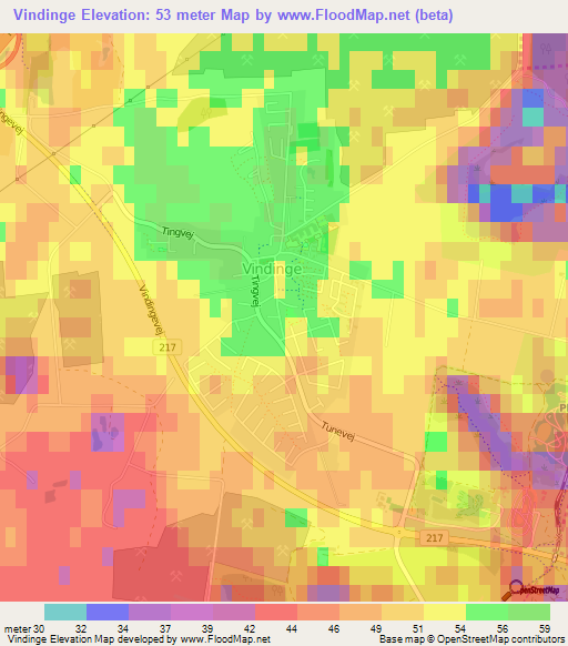 Vindinge,Denmark Elevation Map