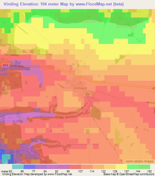 Vinding,Denmark Elevation Map