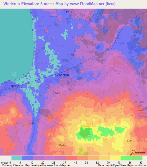 Vinderup,Denmark Elevation Map