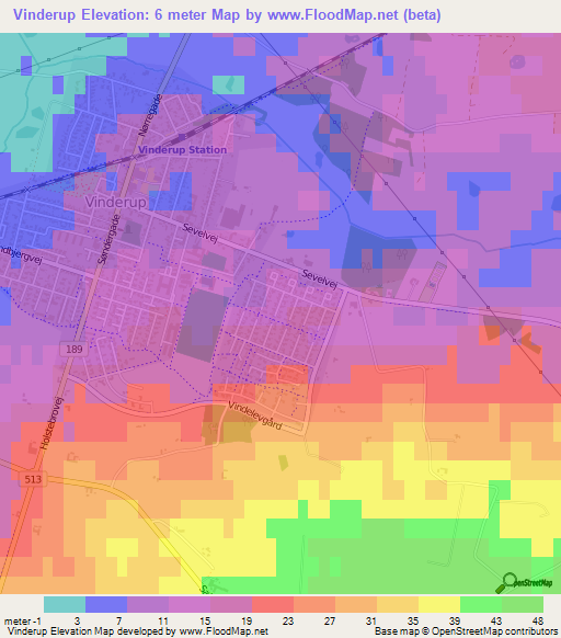 Vinderup,Denmark Elevation Map