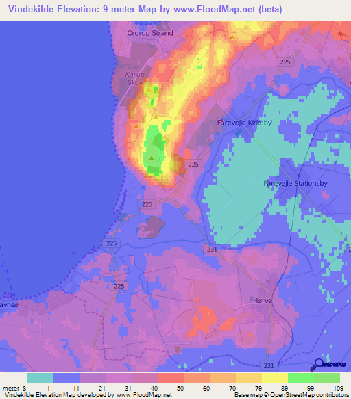 Vindekilde,Denmark Elevation Map