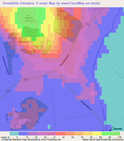 Vindekilde,Denmark Elevation Map