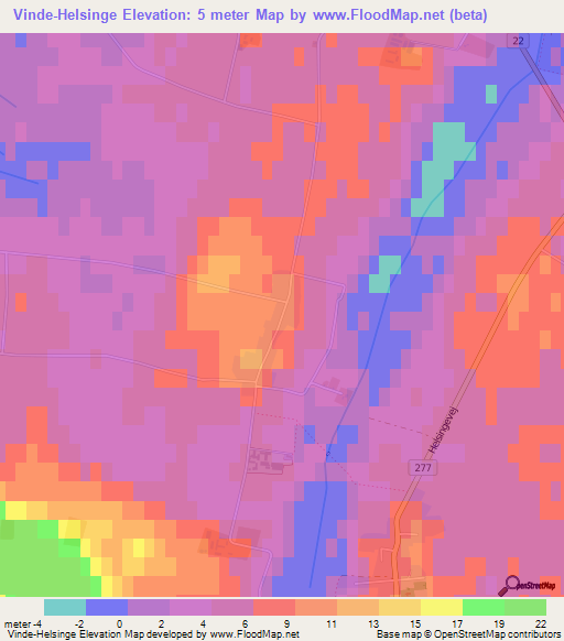 Vinde-Helsinge,Denmark Elevation Map