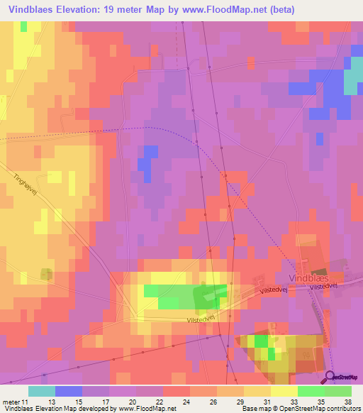 Vindblaes,Denmark Elevation Map