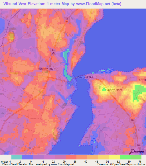 Vilsund Vest,Denmark Elevation Map