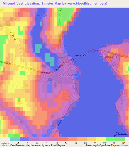 Vilsund Vest,Denmark Elevation Map