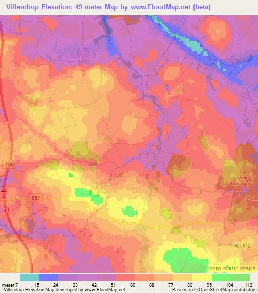 Villendrup,Denmark Elevation Map