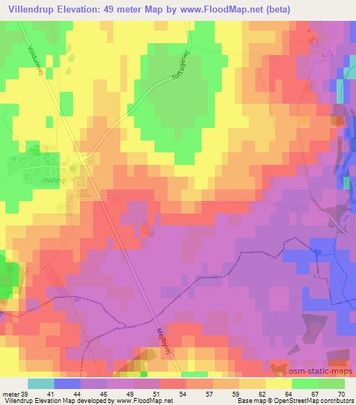 Villendrup,Denmark Elevation Map