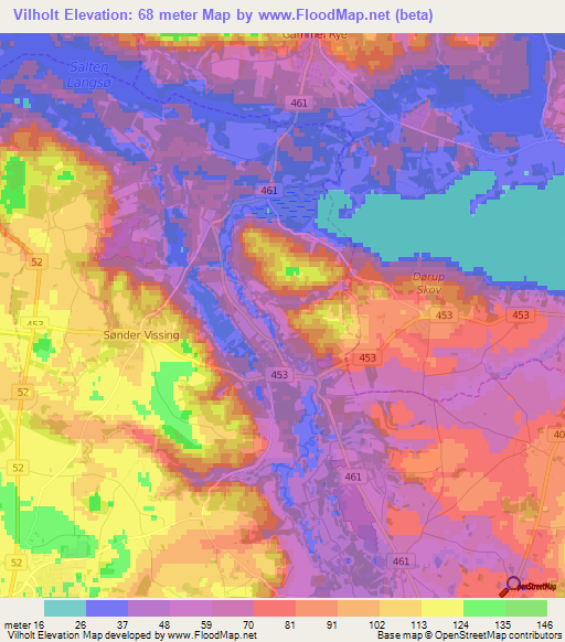 Vilholt,Denmark Elevation Map