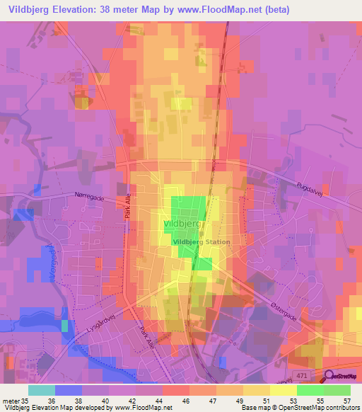 Vildbjerg,Denmark Elevation Map