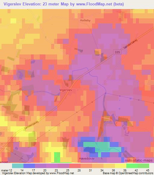 Vigerslev,Denmark Elevation Map