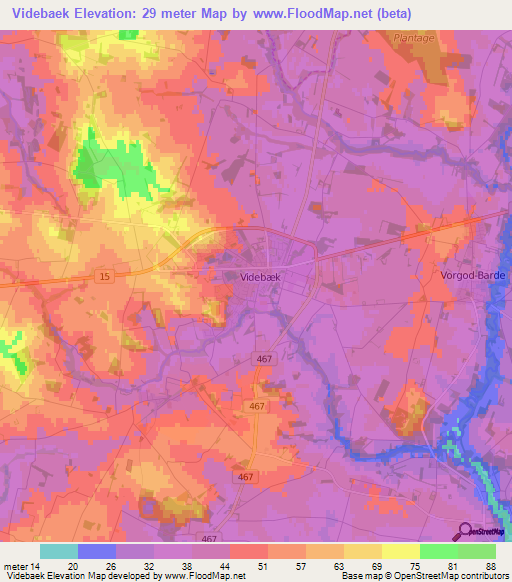 Videbaek,Denmark Elevation Map