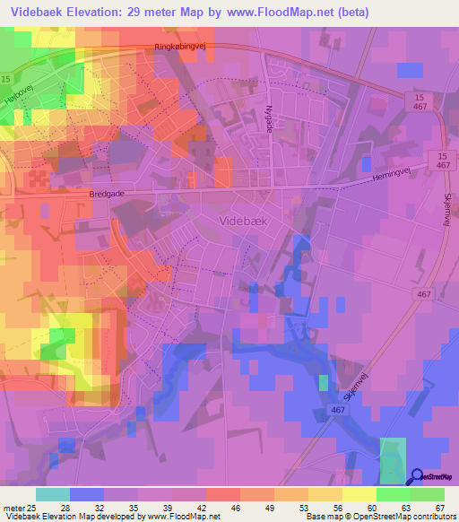 Videbaek,Denmark Elevation Map