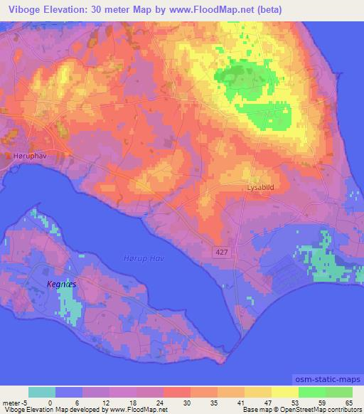 Viboge,Denmark Elevation Map