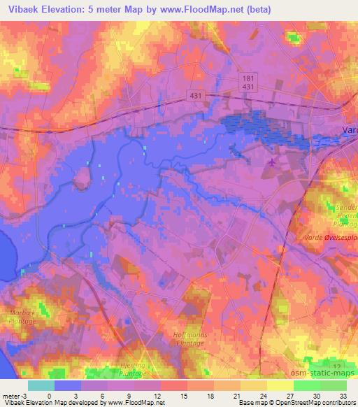 Vibaek,Denmark Elevation Map