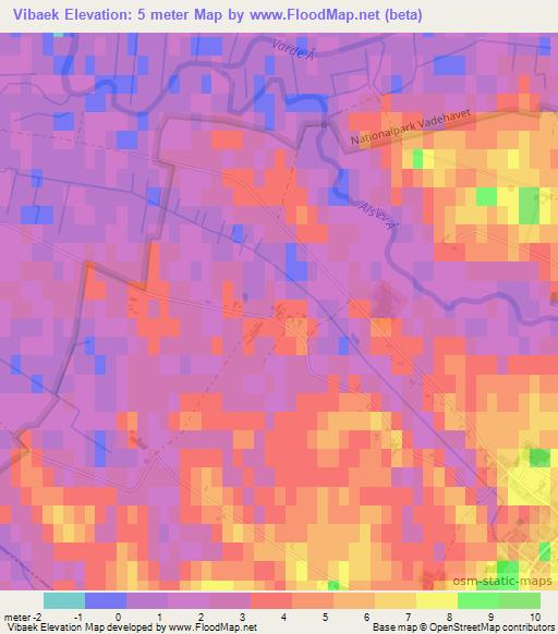 Vibaek,Denmark Elevation Map