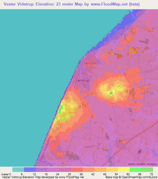 Vester Vidstrup,Denmark Elevation Map