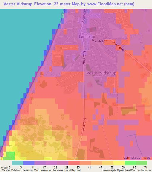 Vester Vidstrup,Denmark Elevation Map