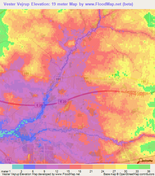 Vester Vejrup,Denmark Elevation Map