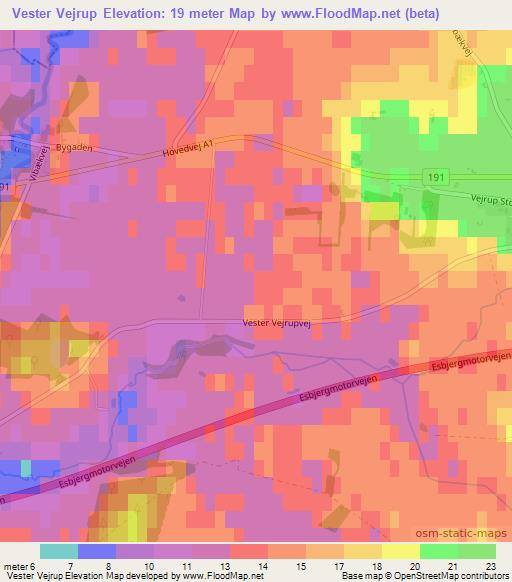 Vester Vejrup,Denmark Elevation Map