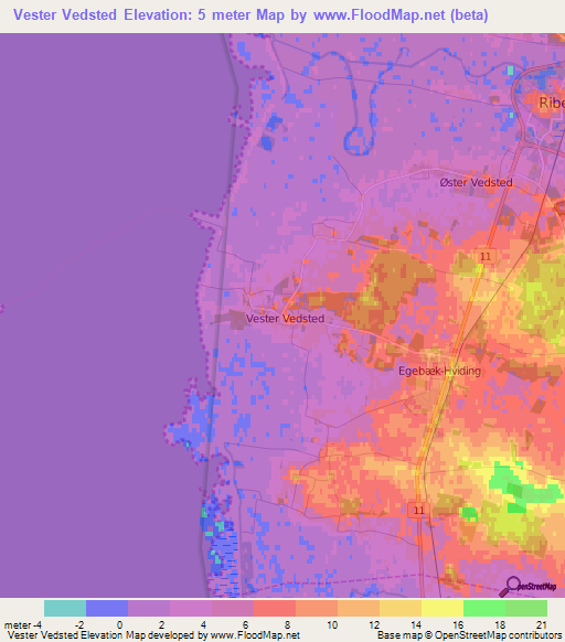 Vester Vedsted,Denmark Elevation Map