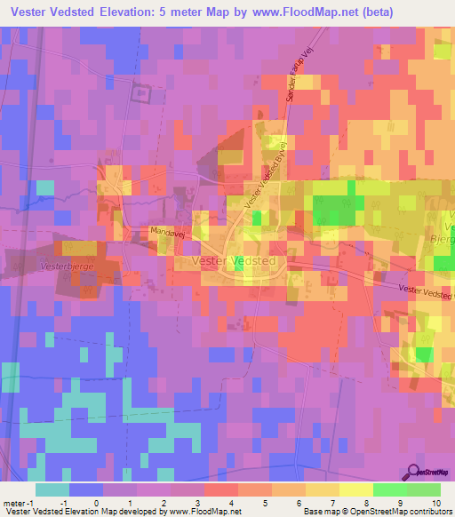 Vester Vedsted,Denmark Elevation Map