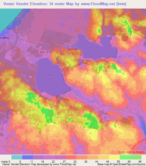 Vester Vandet,Denmark Elevation Map