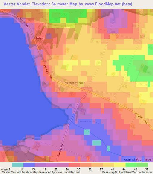 Vester Vandet,Denmark Elevation Map