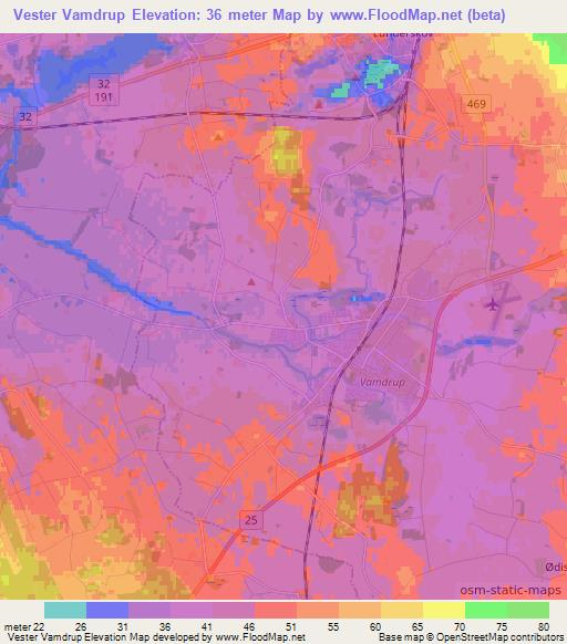 Vester Vamdrup,Denmark Elevation Map