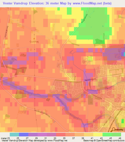 Vester Vamdrup,Denmark Elevation Map