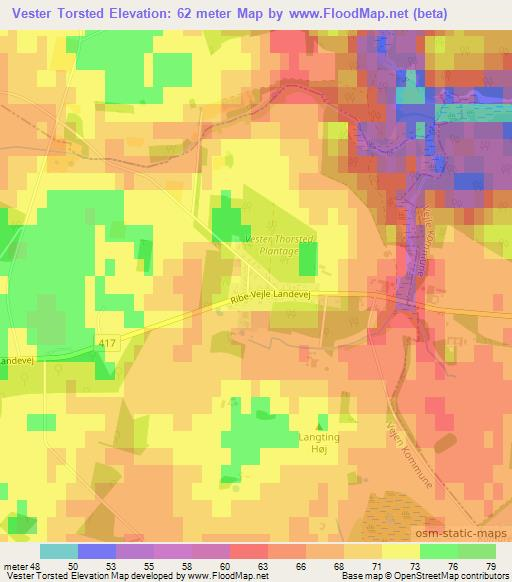 Vester Torsted,Denmark Elevation Map