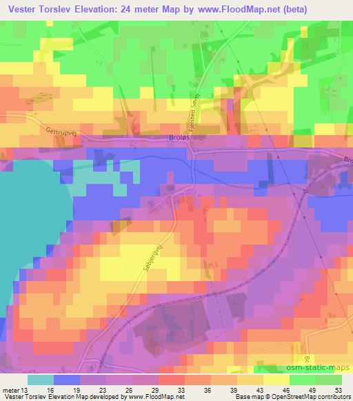 Vester Torslev,Denmark Elevation Map