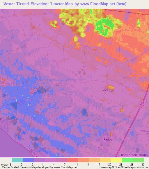 Vester Tirsted,Denmark Elevation Map