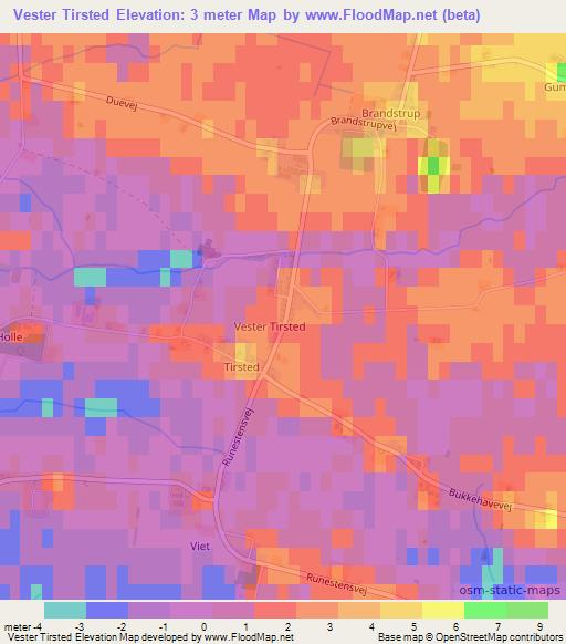 Vester Tirsted,Denmark Elevation Map