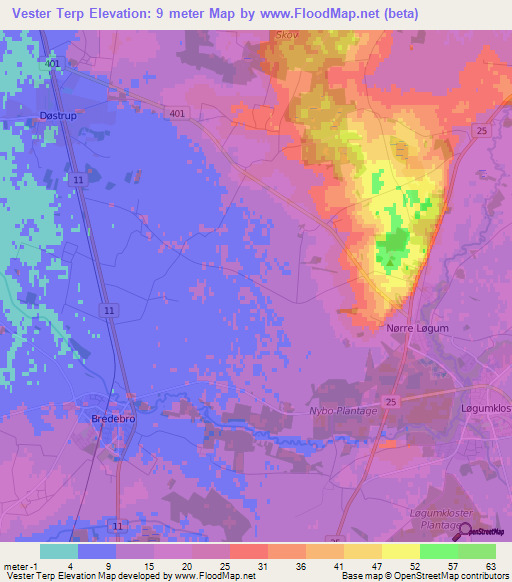 Vester Terp,Denmark Elevation Map