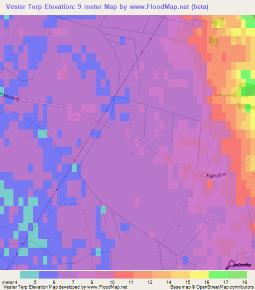 Vester Terp,Denmark Elevation Map