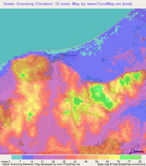 Vester Svenstrup,Denmark Elevation Map