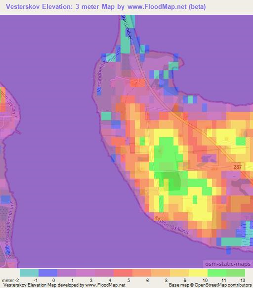 Vesterskov,Denmark Elevation Map