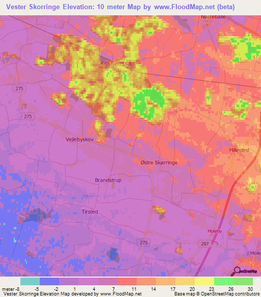 Vester Skorringe,Denmark Elevation Map