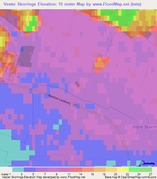 Vester Skorringe,Denmark Elevation Map